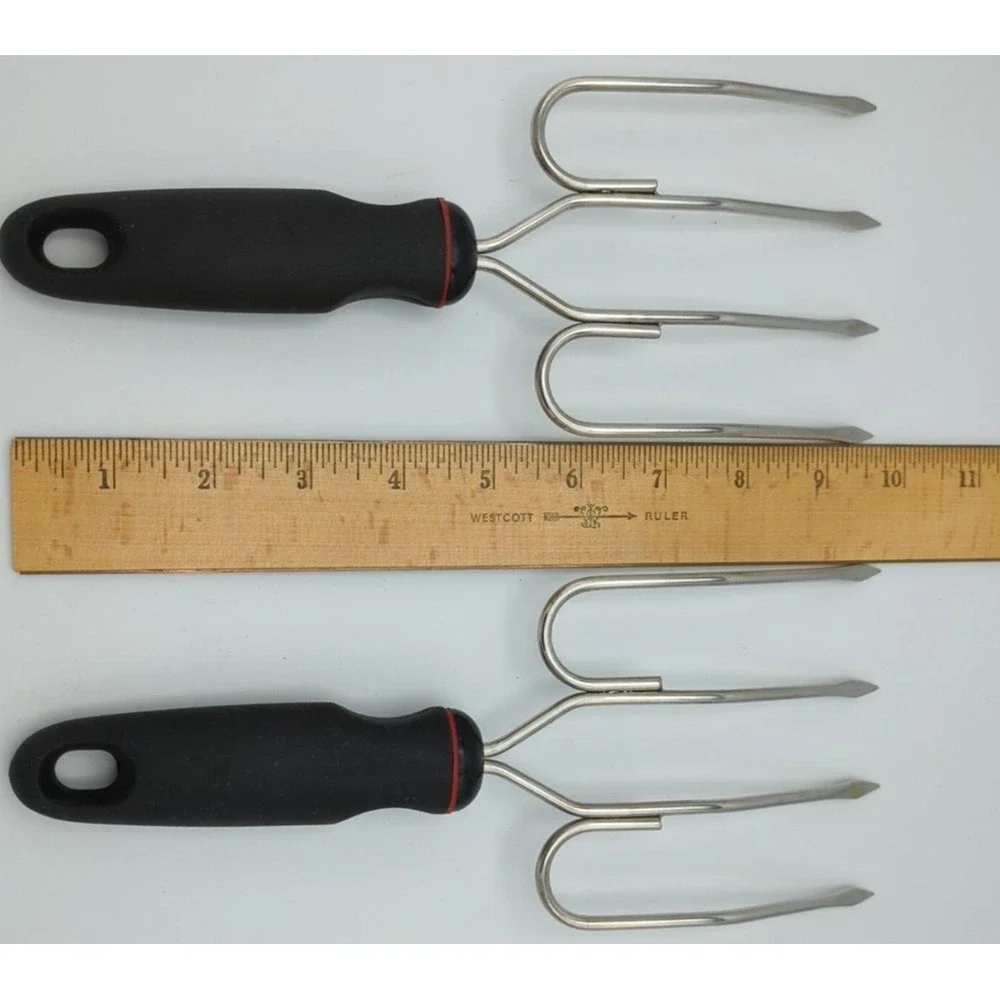 Stainless Meat Forks Set of 2 Norpro 4 Prong Poultry Ham Lifter 9